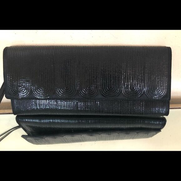 Cole Haan Black Patent Leather Clutch LG Wristlet - Picture 3 of 9